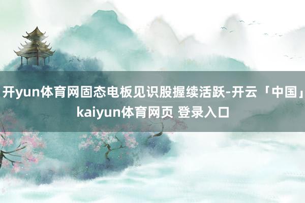 开yun体育网固态电板见识股握续活跃-开云「中国」kaiyun体育网页 登录入口