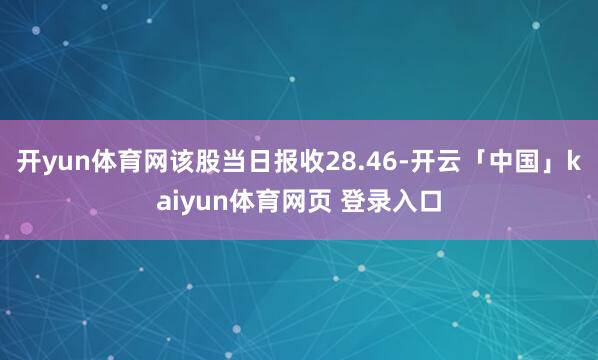 开yun体育网该股当日报收28.46-开云「中国」kaiyun体育网页 登录入口