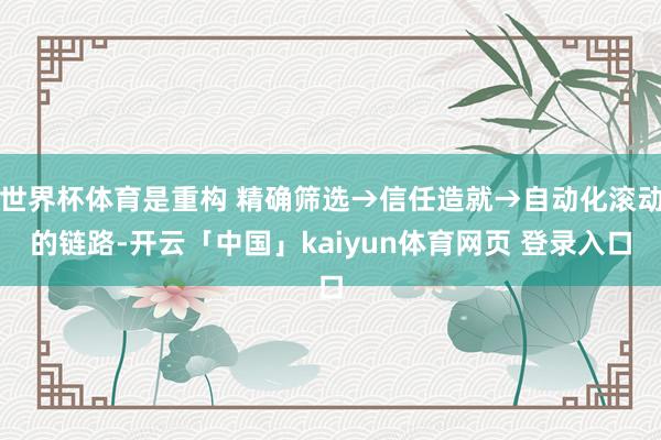世界杯体育是重构 精确筛选→信任造就→自动化滚动的链路-开云「中国」kaiyun体育网页 登录入口