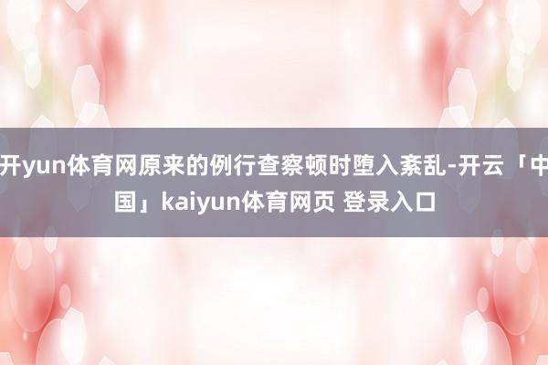 开yun体育网原来的例行查察顿时堕入紊乱-开云「中国」kaiyun体育网页 登录入口