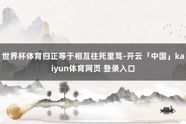世界杯体育归正等于相互往死里骂-开云「中国」kaiyun体育网页 登录入口