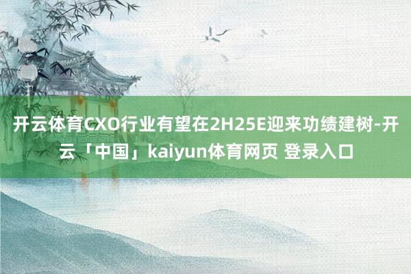开云体育CXO行业有望在2H25E迎来功绩建树-开云「中国」kaiyun体育网页 登录入口