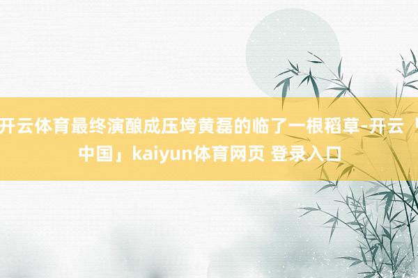 开云体育最终演酿成压垮黄磊的临了一根稻草-开云「中国」kaiyun体育网页 登录入口